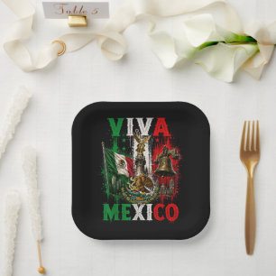 Plato De Papel Viva México Día de la Independencia de México Retr