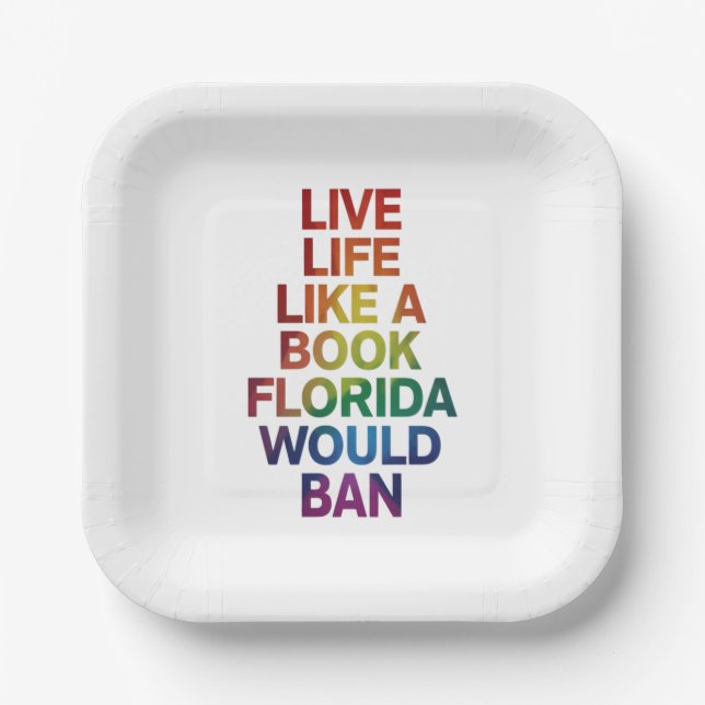 Plato De Papel Vive como el libro que Florida prohibiría regalo d (Anverso)