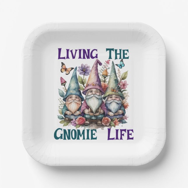Plato De Papel Viviendo la vida de gnomo (Anverso)
