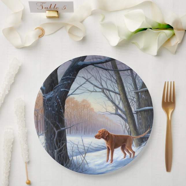 Plato De Papel Vizla Let It Snow Navidades (Boda)