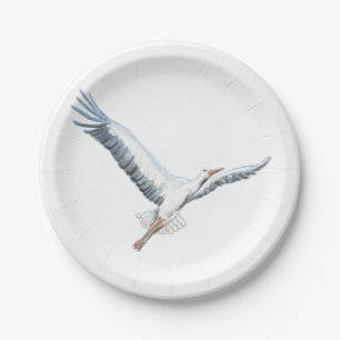 Plato De Papel Volante de cigüeña blanca