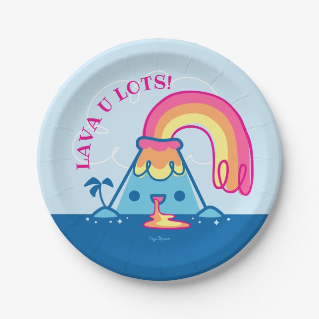 Plato De Papel Volcán de Kawaii (Anverso)