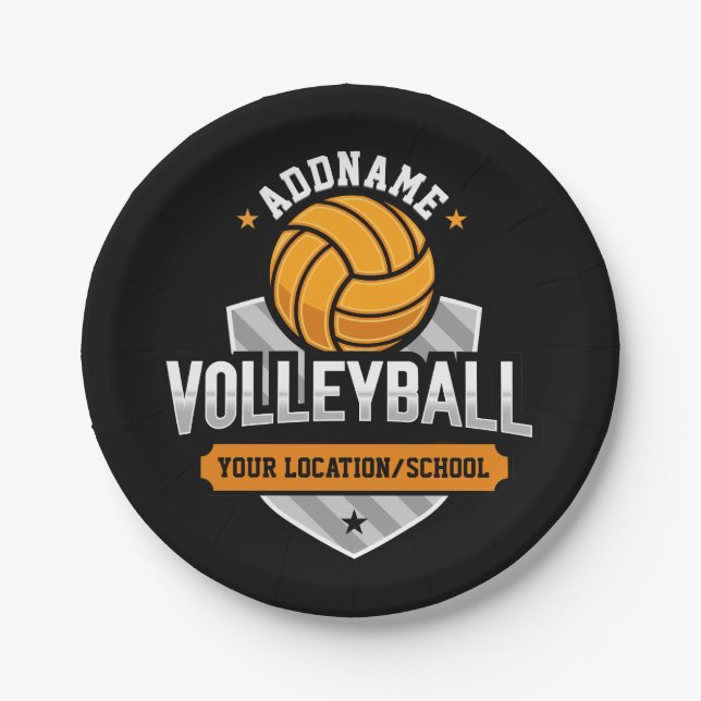 Plato De Papel Voleibol ADD TEXTO Escuela Varsity Team Player (Anverso)