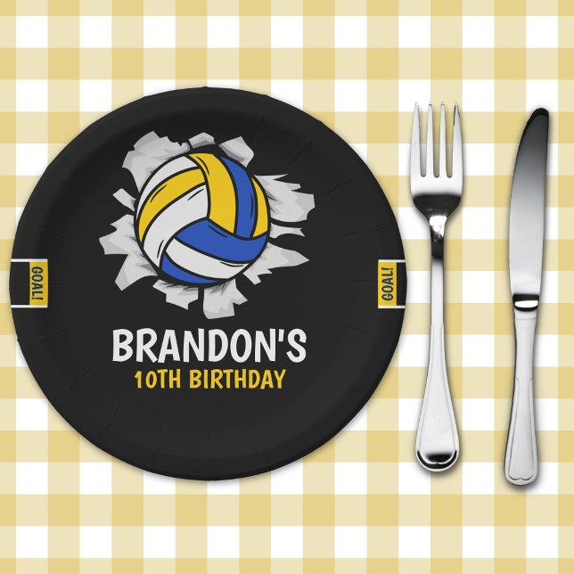 Plato De Papel Volleyball Birthday Plates | Blue and Yellow Sport (Subido por el creador)