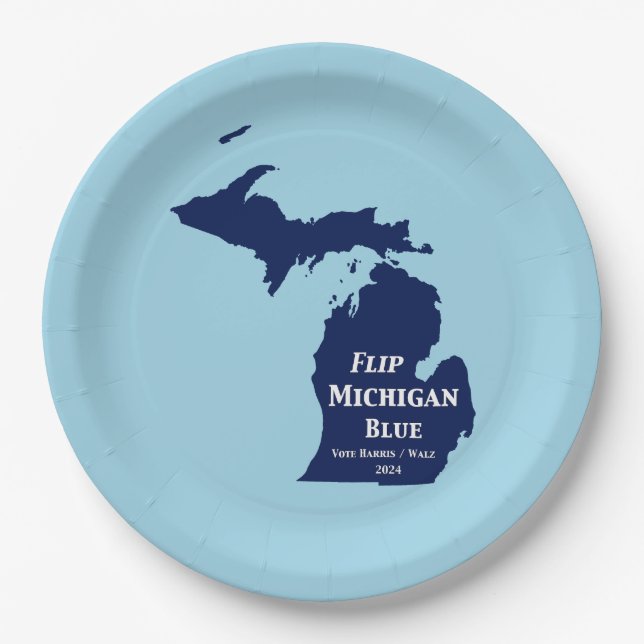 Plato De Papel Voltear Michigan Blue en 2024 (Anverso)