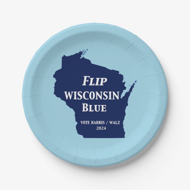Plato De Papel Voltear Wisconsin Blue en 2024 (Anverso)