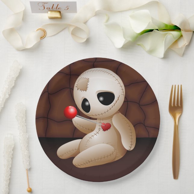 Plato De Papel Voodoo Doll Personalizado enamorado (Boda)