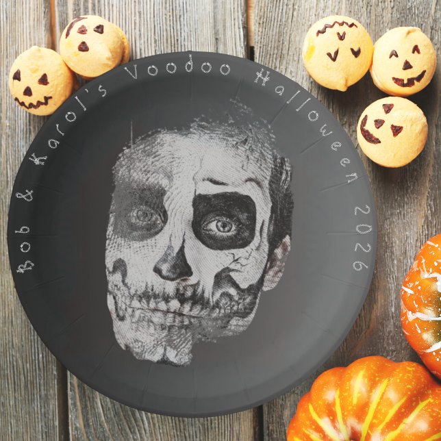 Plato De Papel Voodoo sonríe papel de Halloween (Voodoo Smile Halloween Paper Plate)