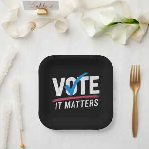 Plato De Papel Vota Elección 2024 Votante Demócrata Política