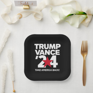 Plato De Papel Vota Trump Vance 2024 Elección Trump 2024