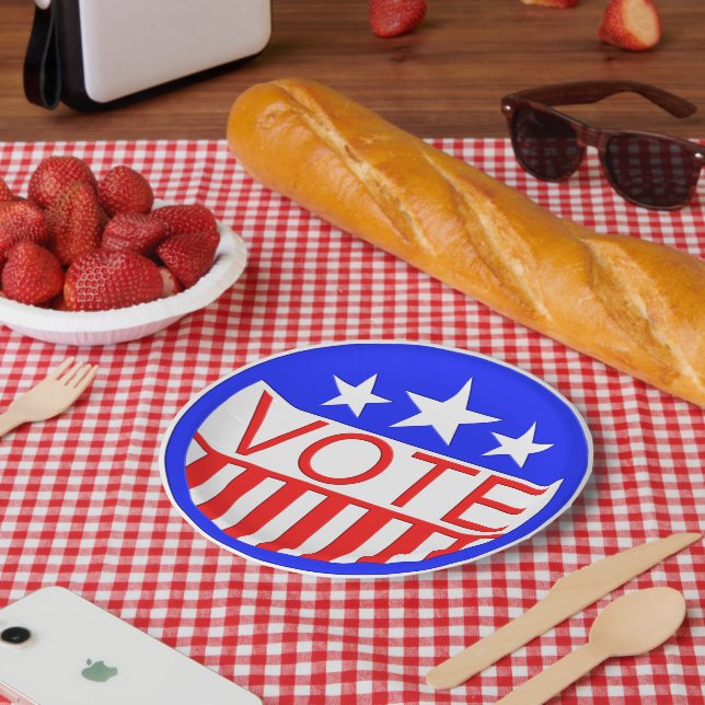 Plato De Papel Votar en Estados Unidos (Picnic)