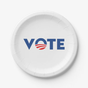 Plato De Papel Votar por la esperanza de demócrata de la tipograf