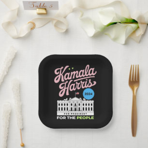 Plato De Papel Voto azul demócrata social Kamala Harris 2024