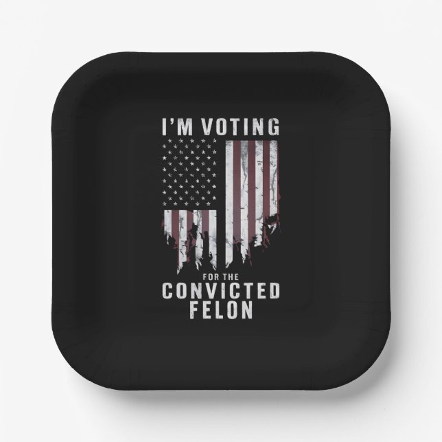 Plato De Papel Voto por el convicto Felon Pro Trump 2024 (Anverso)