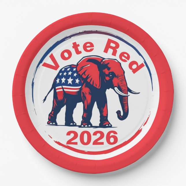 Plato De Papel Voto rojo 2026 (Anverso)