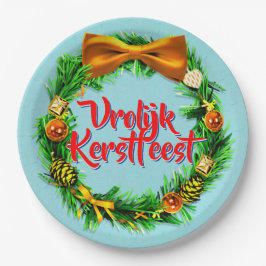 Plato De Papel Vrolijk Kerstfeest Holandés Feliz Navidad 9″