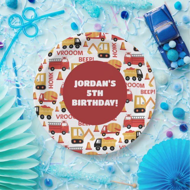 Plato De Papel ¡Vroom Honk Beep! Ejes (Fiesta)