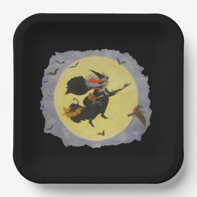 Plato De Papel "¡Vuelo nocturno!" (Anverso)