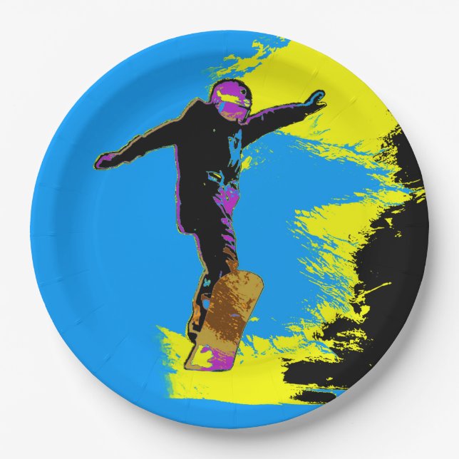 Plato De Papel Vuelo Snowboard - Snowboarder (Anverso)