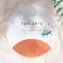 Plato De Papel Vuelta Alrededor Del Sol | Cumpleaños Niño Espacia