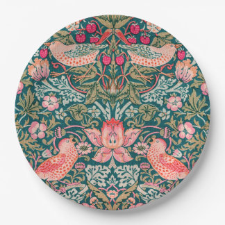 Plato De Papel W Morris Pink Strawberry Thief