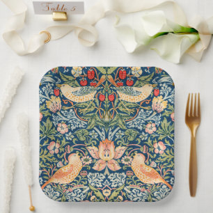 Plato De Papel W Morris Strawberry Thief Placas cuadradas de pape