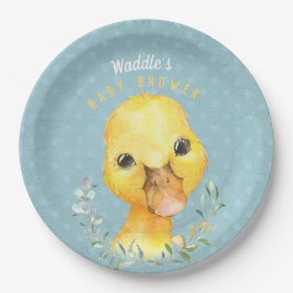 Plato De Papel Waddle McQuackers Cute Duck Plate - Baby Shower