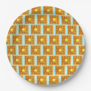 Plato De Papel Waffle Cuerdo Con Mantequilla Y Jarabe