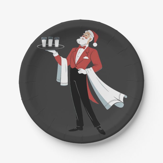 Plato De Papel Waitress Christmas Santa Server Xmas  (Anverso)