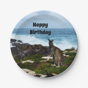 Plato De Papel Wallaby Sobre Rocas Marinas, Placas De Papel