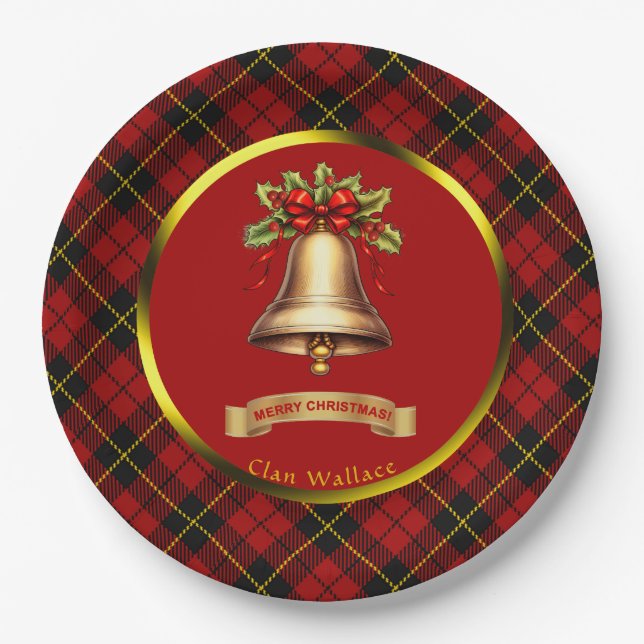 Plato De Papel Wallace Tartan Personalized Navidades (Anverso)