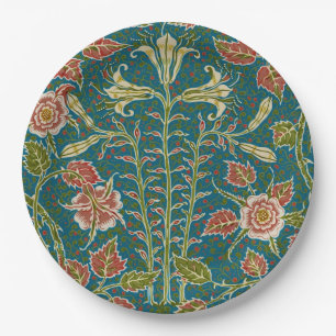 Plato De Papel Walter Crane Antigua Flor de Lirio y Rosa