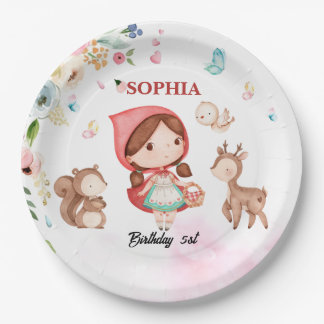 Plato De Papel  waltercolor Little Red Riding Hood birthday plate