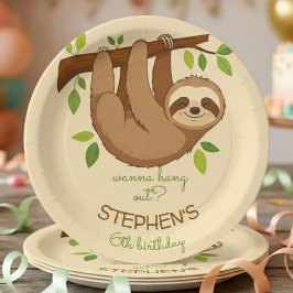 Plato De Papel Wanna hang out? sloth kids birthday