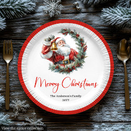 Plato De Papel Warmish Santa Claus Trendy Modern Holiday Plates