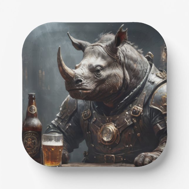 Plato De Papel Warrior Rhino (Anverso)