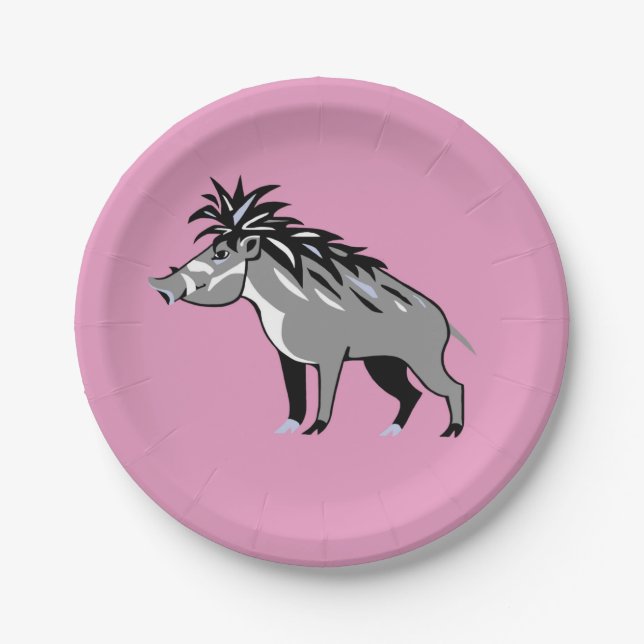 Plato De Papel Warthog - Guay rosa WARTY PIG - amante de los anim (Anverso)