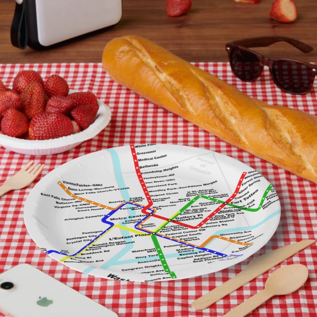 Plato De Papel Washington DC metro Plate (Picnic)