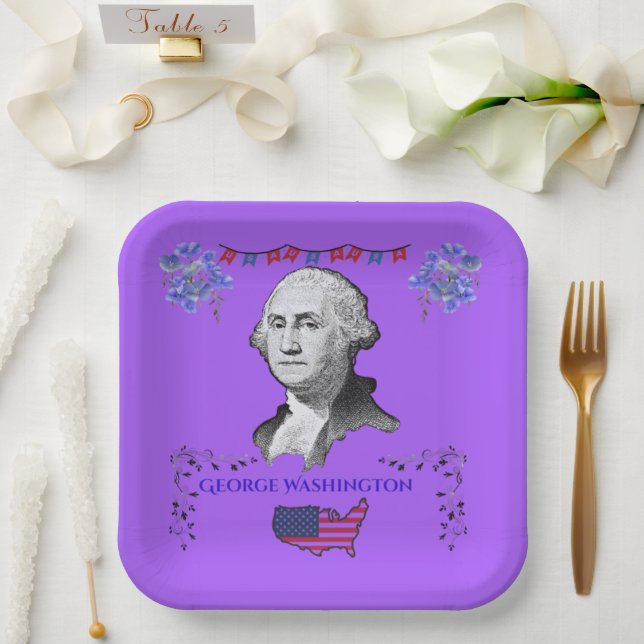 Plato De Papel Washington's Contribution purple (Boda)
