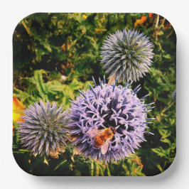 Plato De Papel Wasp, en flores azules