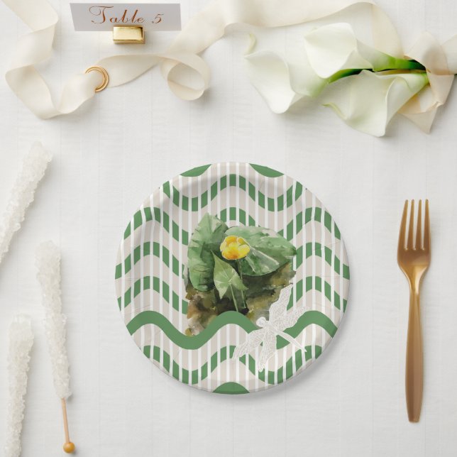 Plato De Papel Water Lilies acuarela marea costura estexación (Boda)