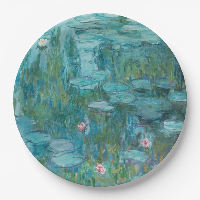Plato De Papel Water Lilies (por Claude Monet, 1915) (Anverso)