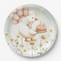 Watercolor Baby White Goose Fiesta de cumpleaños