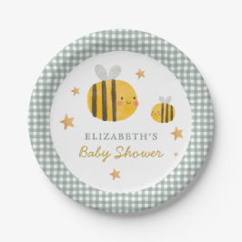 Plato De Papel Watercolor Bee Honey Sweet Baby Shower