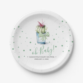 Plato De Papel Watercolor Cactus Tema Fiesta de verano