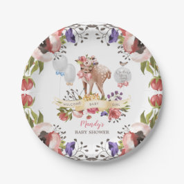Plato De Papel Watercolor chica Oh Deer Baby Shower