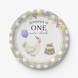 Plato De Papel Watercolor Chick 1er cumpleaños