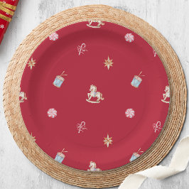 Plato De Papel Watercolor Christmas Toys and Sweets