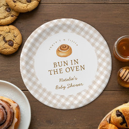 Plato De Papel Watercolor Cinnamon Bun In The Oven Baby Shower