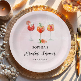 Plato De Papel Watercolor Cocktail Fiesta Bridal Shower